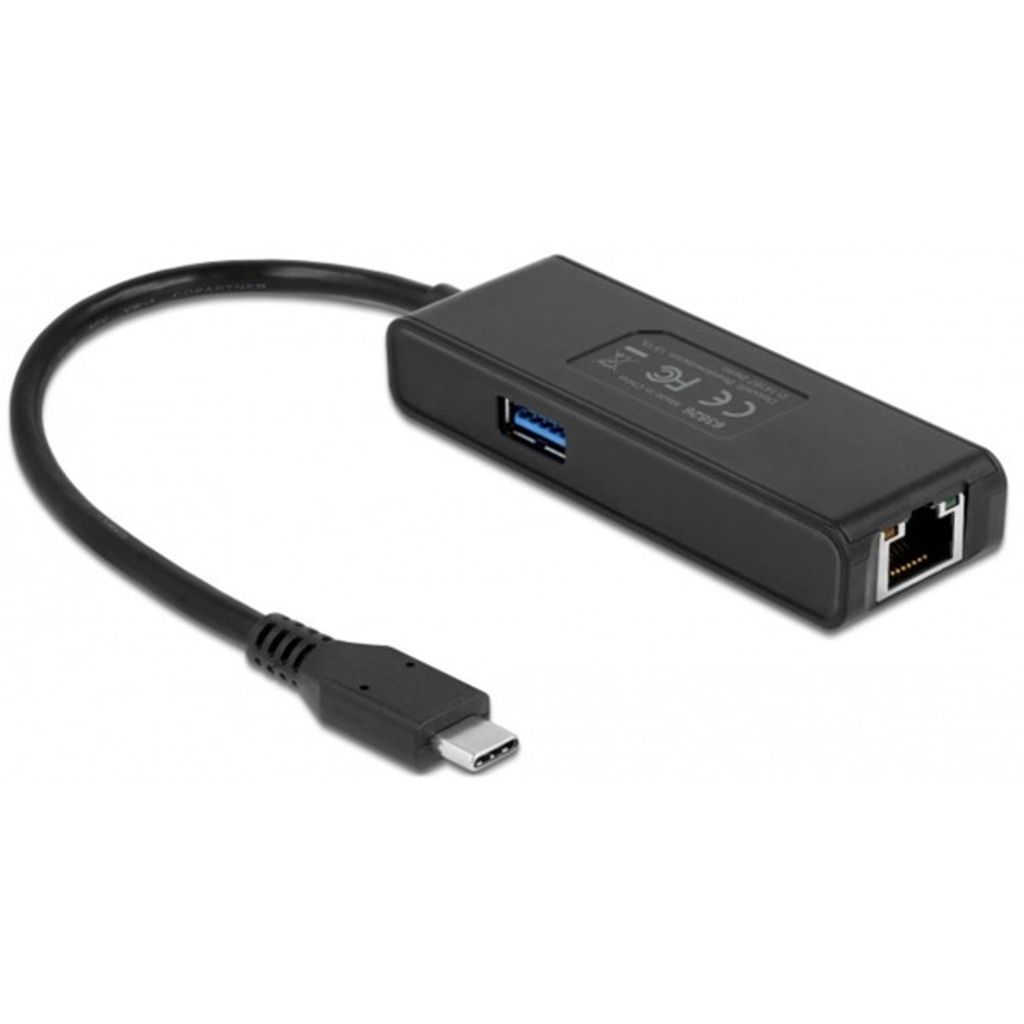 Delock - Netzwerkadapter - USB-C 3.2 Gen 1 - 2.5GBase-T x 1 + USB 3.2 Gen 1 x 1 - Schwarz