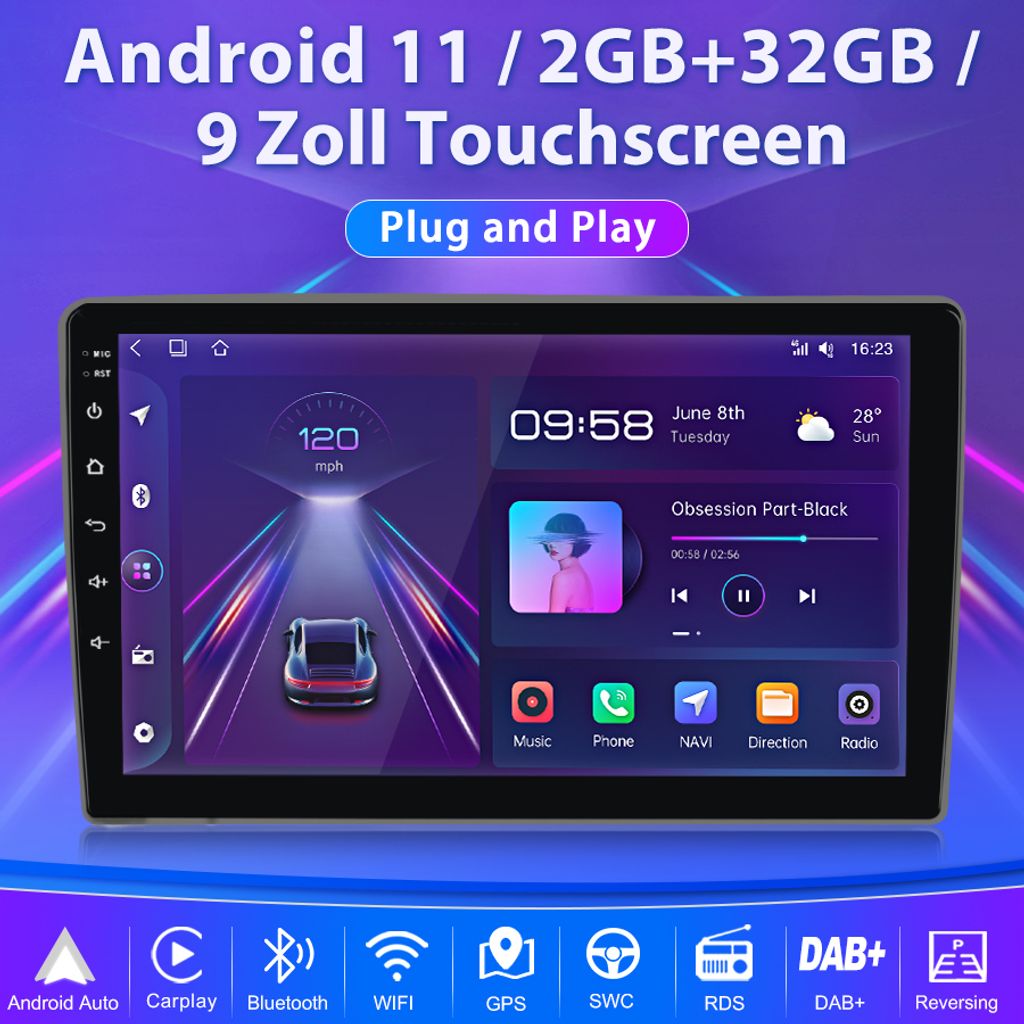 OiLiehu Autoradio Android 13 Per Opel Astra H/Zafira B – 9 Pollici 6+128GB Con CarPlay Wireless E GPS