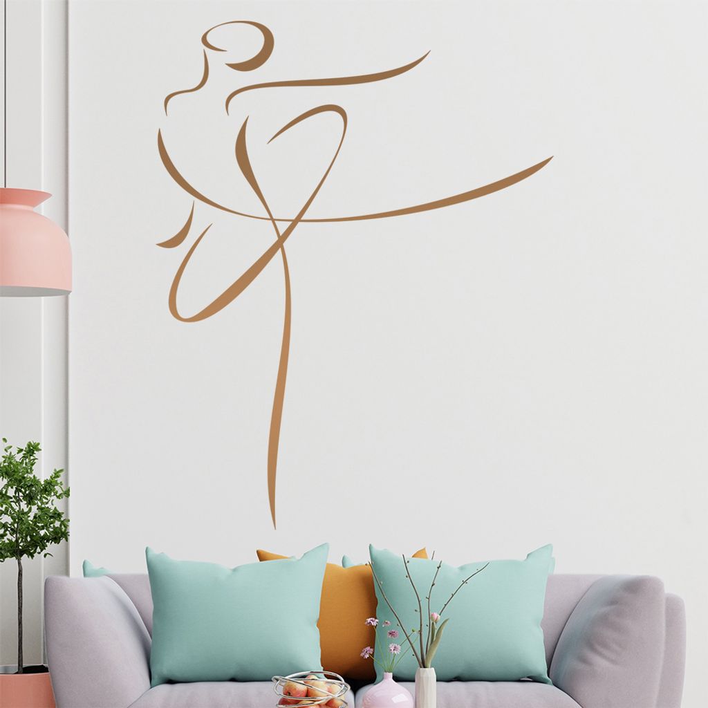 Balletttänzerin - Linien Wandtattoo in 6 Größen - Wandaufkleber Wall Sticker - Dekoration, Küche, Wohnzimmer, Schlafzimmer, Badezimmer