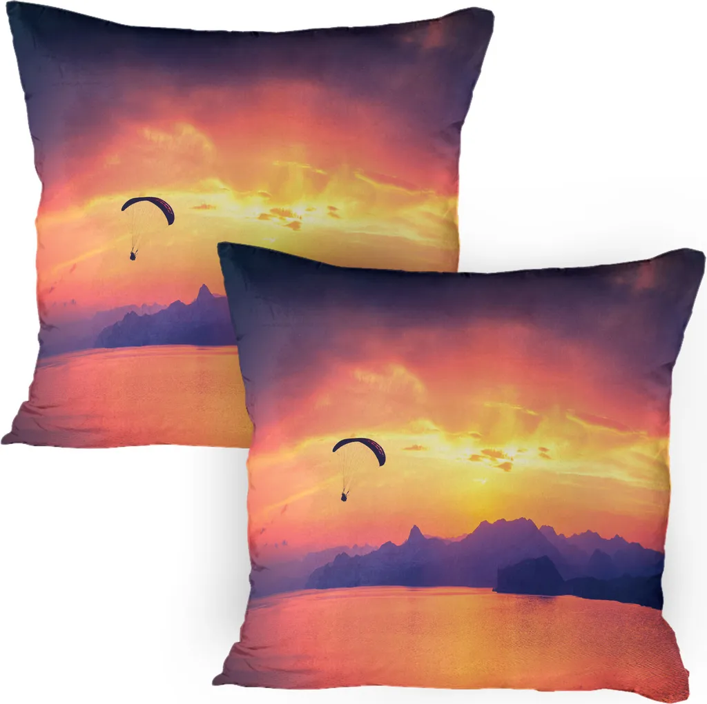 ABAKUHAUS Federe Cuscino 45x45 Cm Set 2 | Tramonto Deserto Australia | Stampa Digitale Fronte/retro | Microfibra Morbida | Fatto In Turchia