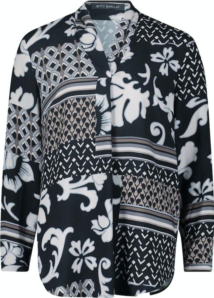 Bluse Kurz 1/1 Arm 9875 Black/Beige Größe 48