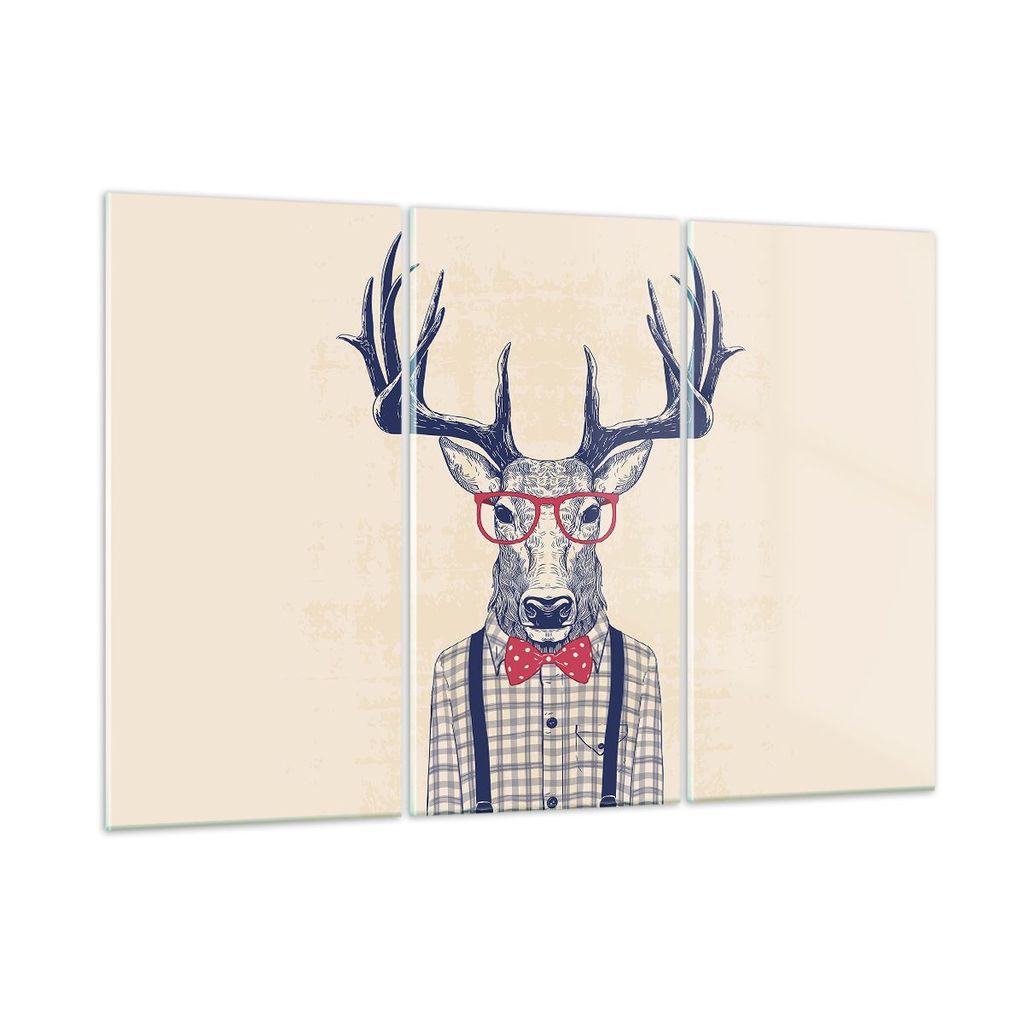 Bilder auf glas - Charakter Hirsch Illustration hipster - 165x110cm - Glasbilder - Wandbilder - Kunstdruck - Wanddekoration aus Glas - Glas Bilder ...
