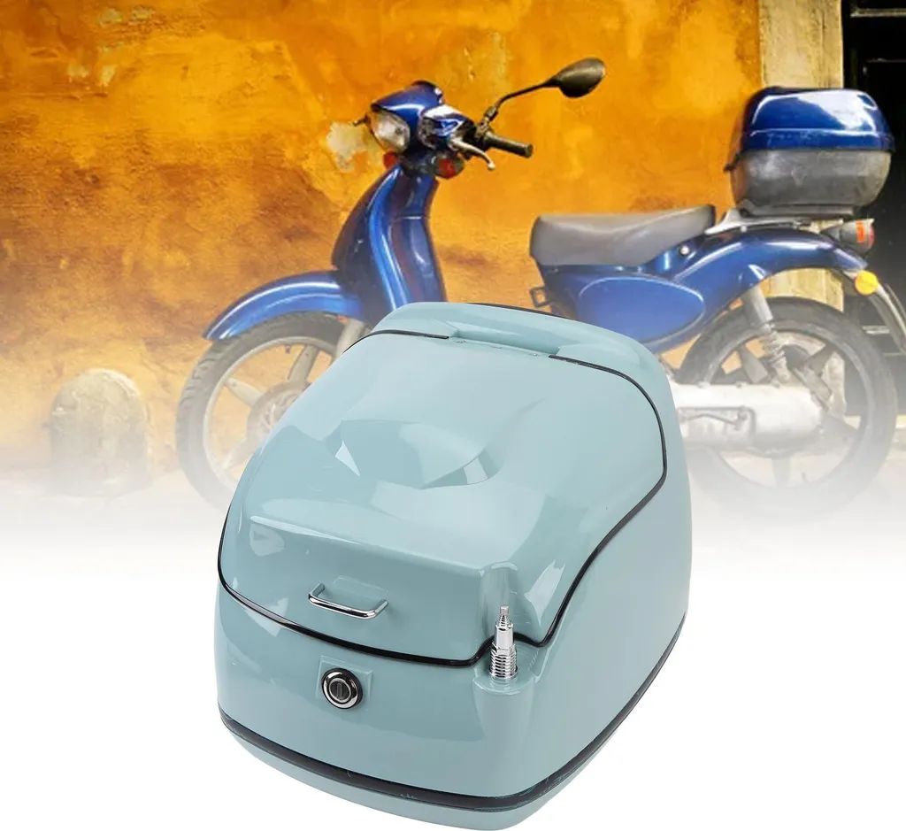 Top Case Moto Cyan 38L Retro - Coffre de Scooter Étanche et Universel