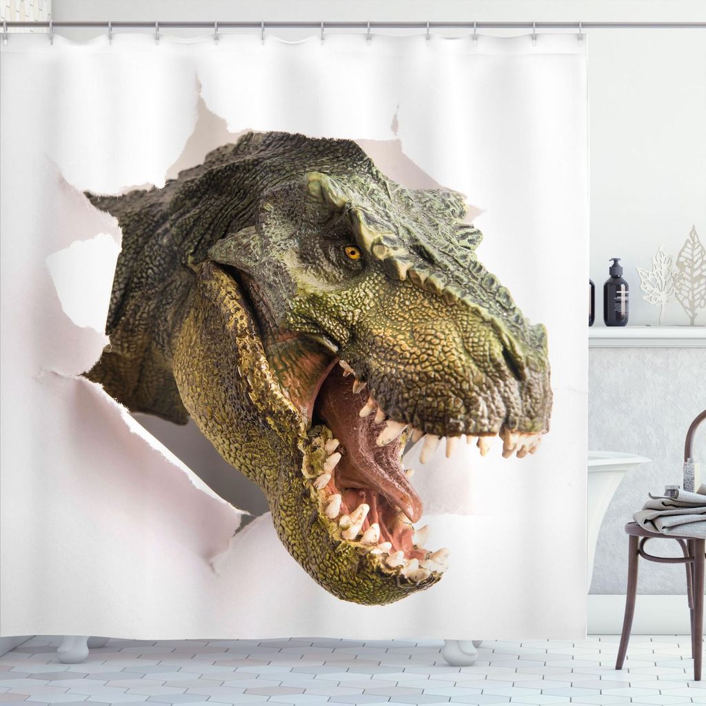 ABAKUHAUS Tenda da doccia con dinosauri, pericoloso Immagine del prodotto 