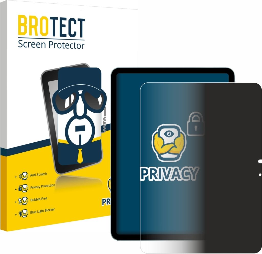 BROTECT Sichtschutzfolie für Apple iPad Air 11" M2 WiFi 2024 Anti-Spy Privacy Sichtschutz Blickschutz Folie Blaulicht-Schutz