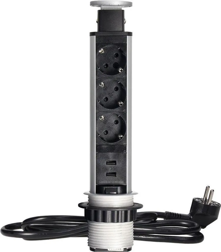 Bloc multiprise encastrable pour plan de travail avec USB 3 prises 6cm