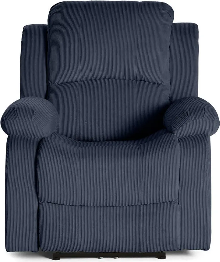 Best Mobilier Armand : fauteuil relax électrique en velours côtelé bleu