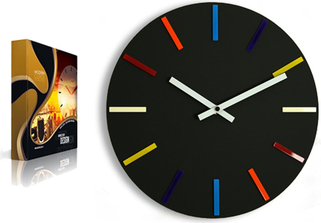 ModernClock, wanduhr groß 32cm wohnzimmer, Stilvoll, Uhr, Colorfull schwarz
