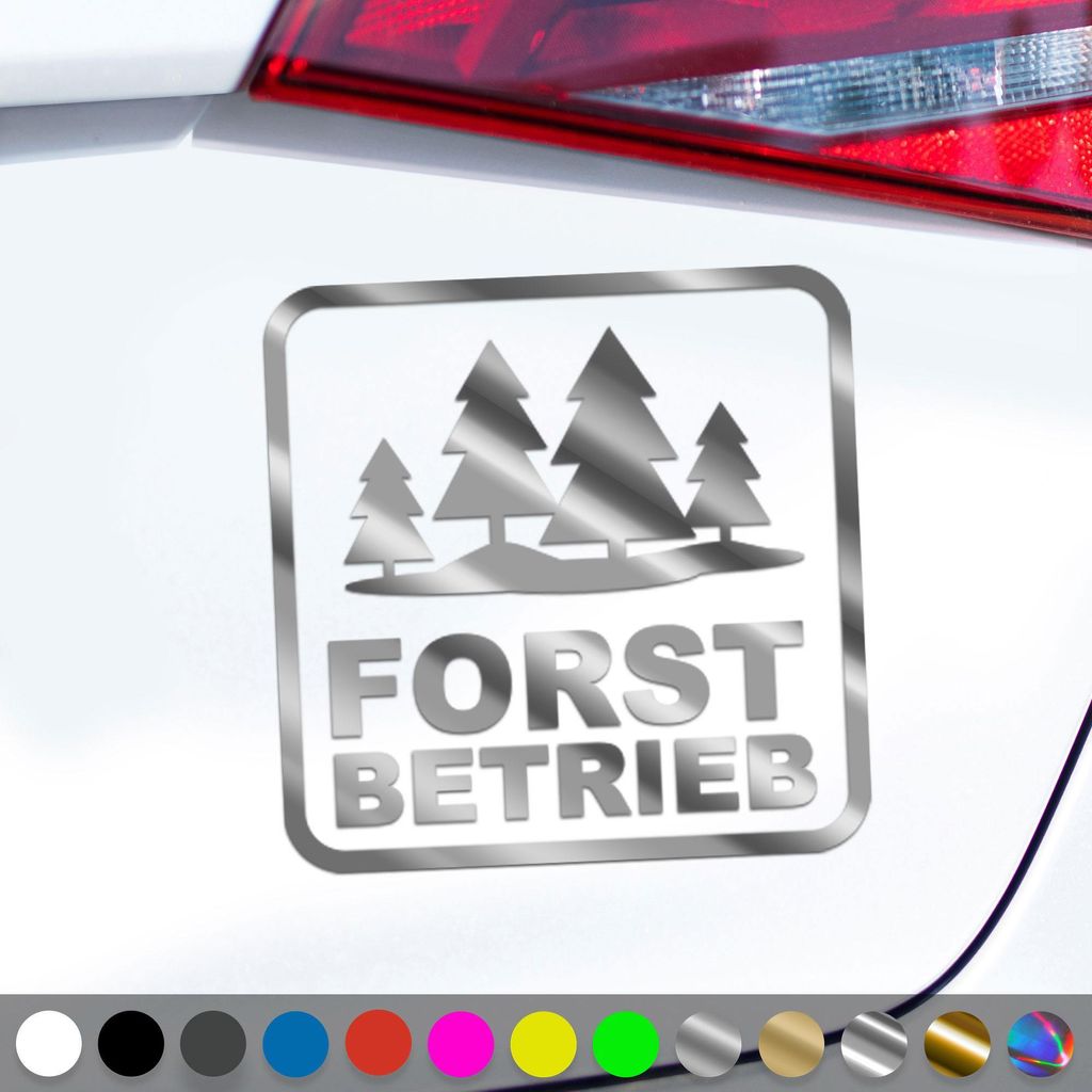PantherPixel Forstbetrieb Forstzubehör Aufkleber Forstbedarf Sticker Auto Geschenkidee Farbe Chrom-Silber