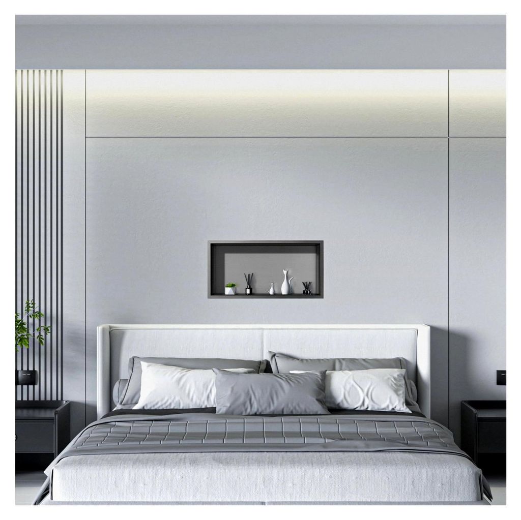 Wandnische Dusche Edelstahl 60 x 30 x 10 cm Nano Schwarz, Eingebettete Duschnische Einzelregal für Badezimmer