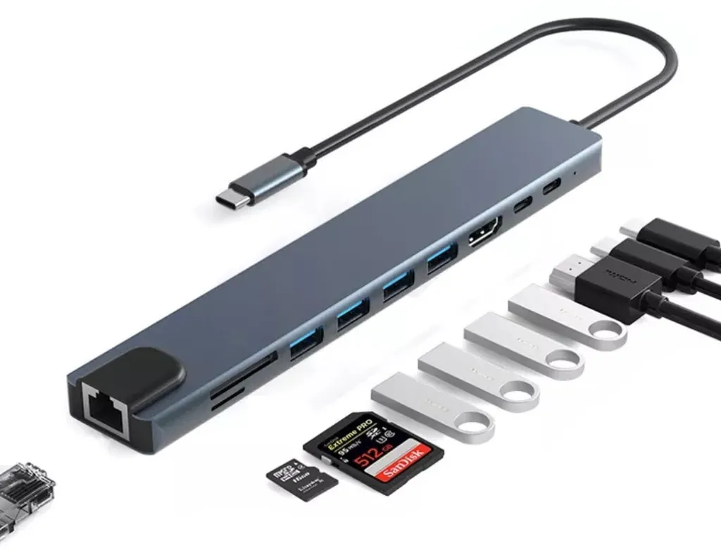 Station d'accueil USB-C Hub 10 ports avec Charge PD 87W pour PC et Windows