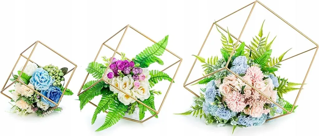 Vase de fleurs pour stand doré géométrique lot de 3 supports en métal