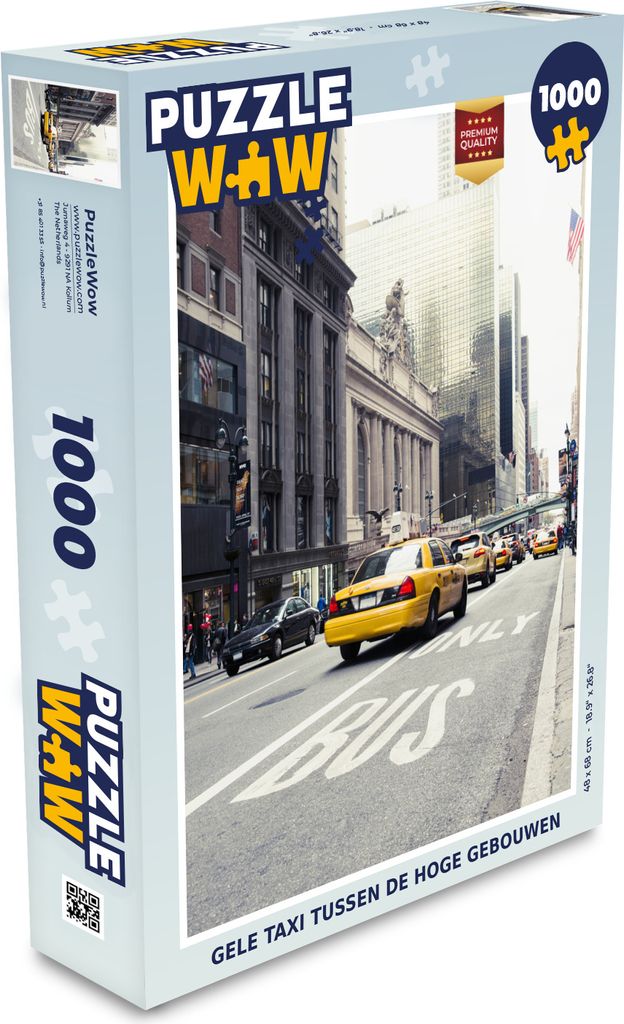 MuchoWow Puzzle 1000 Teile Gelbes Taxi zwischen den Hochhäusern - Spielzeug - Alt und Jung - Spiele - Puzzeln