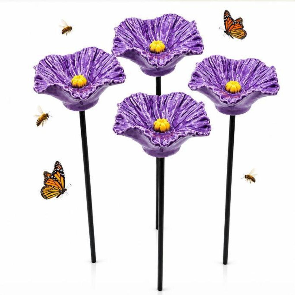 Bienen Trinkstation 4er Set, handgemachte Keramik Blumen Produktbild 