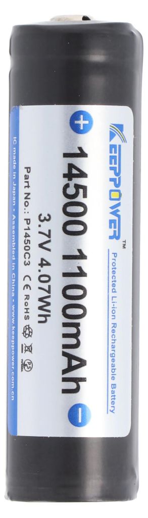 Akku 14500 mit 3,7 Volt Spannung und 1100mAh Kapazität, Li-Ion-Akku PCB geschützt P1450C3