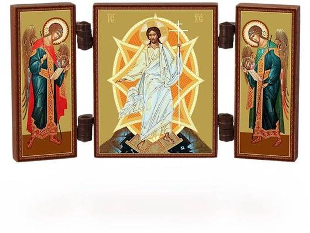 Kunstwerk Triptychon in Holz - Christliche Ikone - Reisekult Tafel