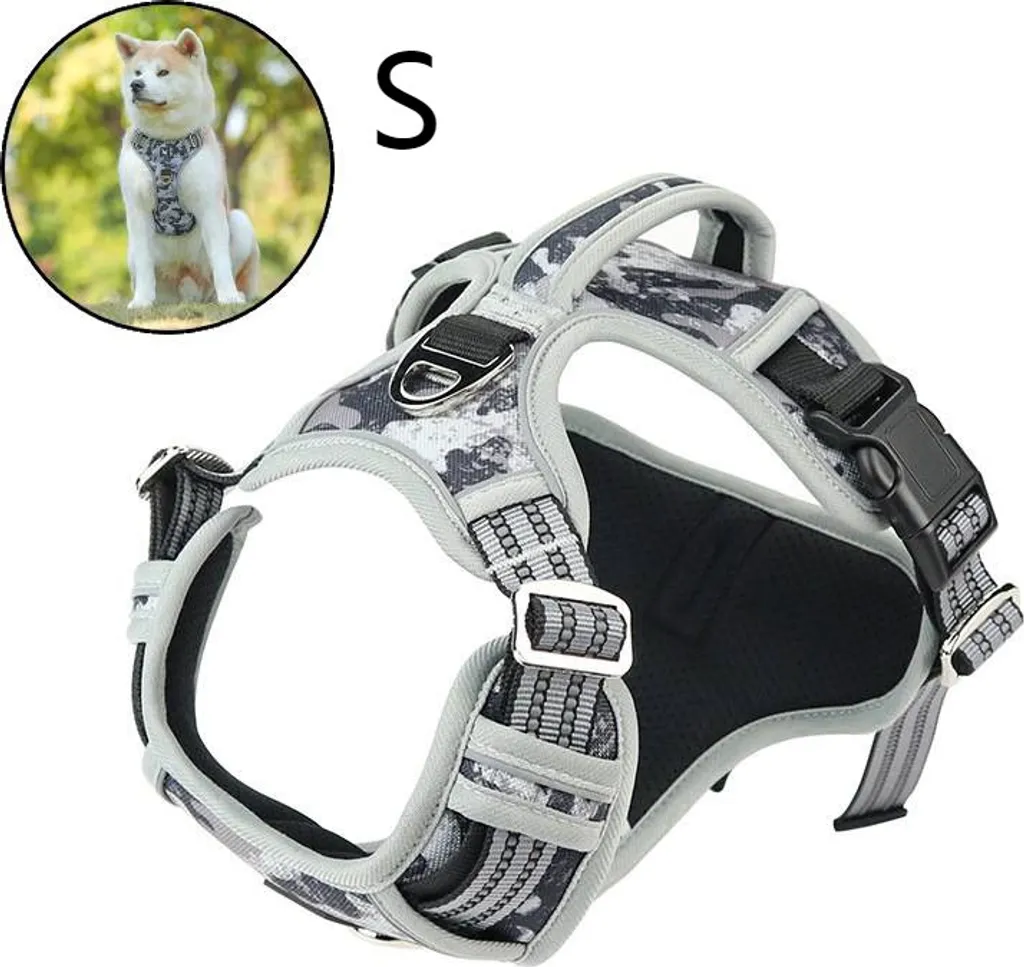 Pettorina Cane Anti Tiro Traspirante Grigia S | Imbracatura No-Pull