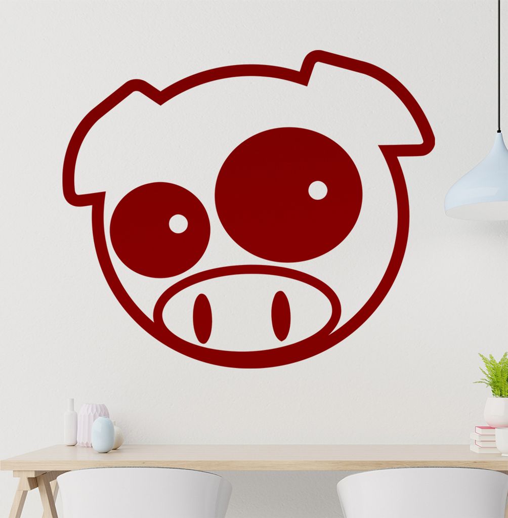 Schwein Wandtattoo in 6 Größen - Wandaufkleber Wall Sticker - Dekoration, Küche, Wohnzimmer, Schlafzimmer, Badezimmer