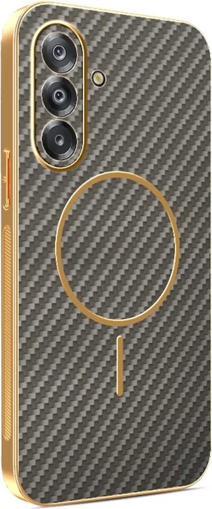 Cover Samsung A17 A26 MagSafe Phonesta Fibra Carbonio Marrone Lusso