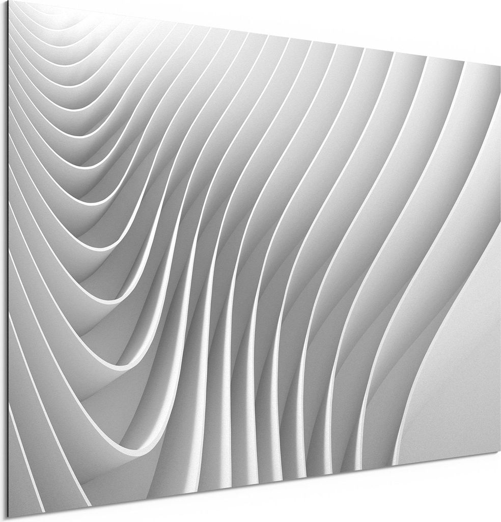 DEQORI Alu-Dibond Bild Weiß 60x40 cm 'Lamellendesign' Wandbild Metall dünn Design