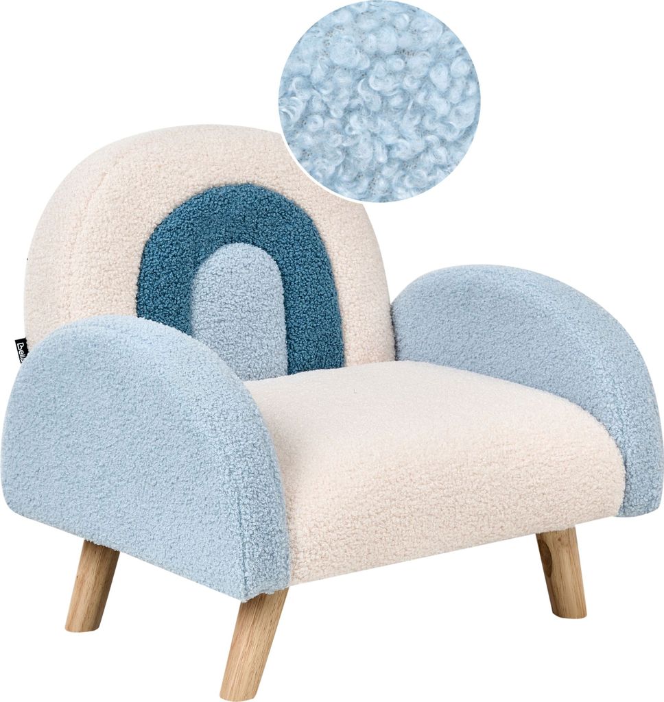 BELIANI Kindersessel Hellblau aus Bouclé Regenbogen Design Gepolstert Niedrige Sitzfläche Kinderzimmer