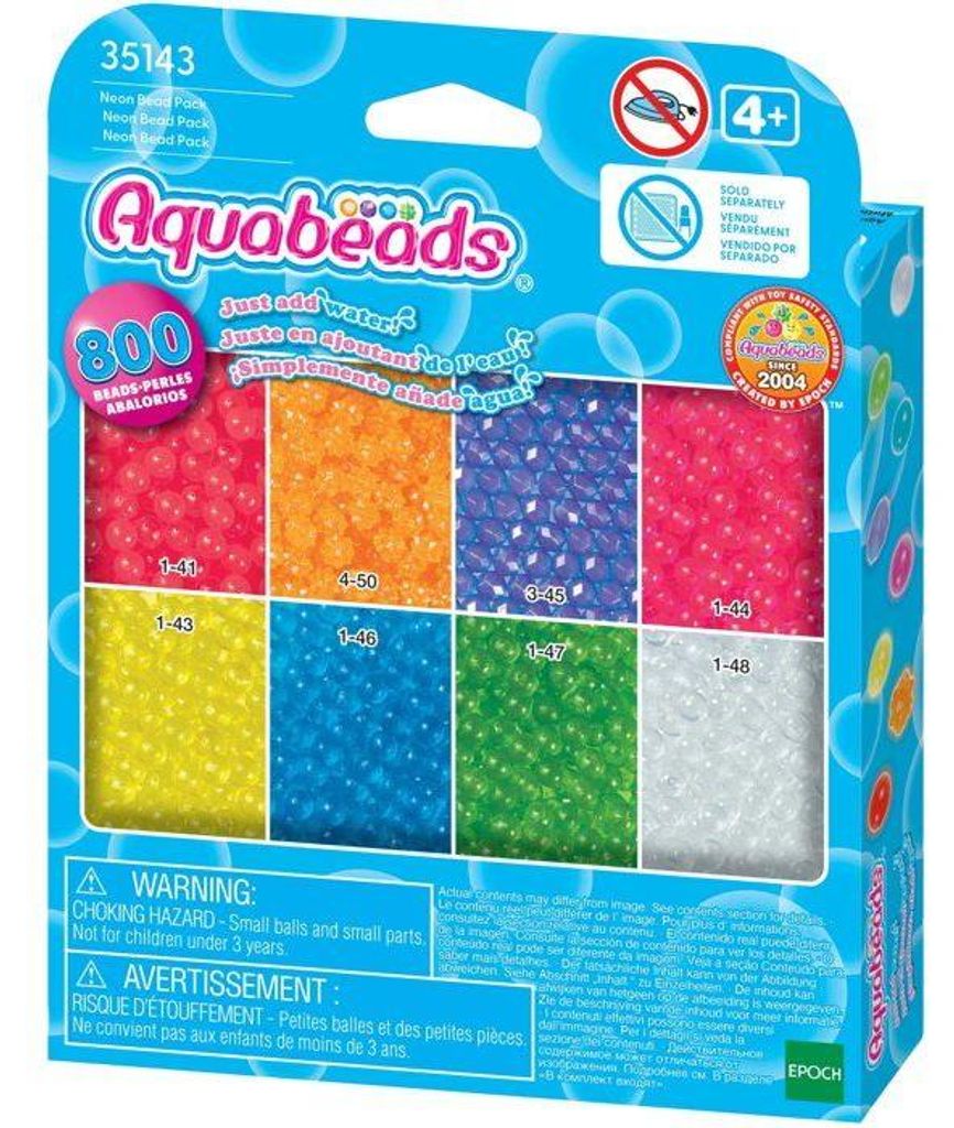 AQUABEADS Nachfüllpackung Neon Perlen, 800 Stück, Klassisch, Sterne, Facetten, Ab 4 Jahren