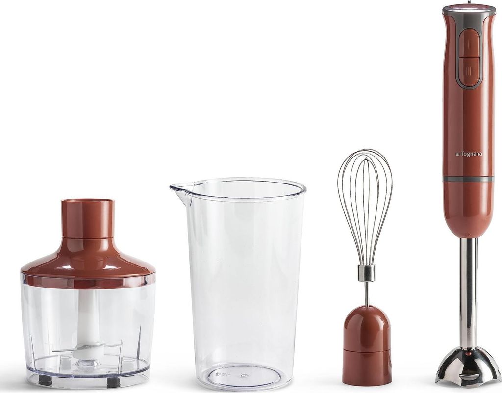 Tognana Apfelrot Stabmixer mit Schneebesen Glas 600ml Edelstahlstab