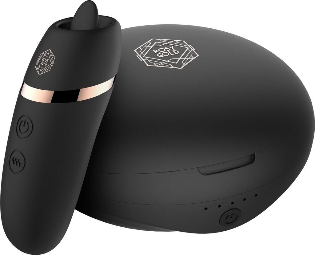 Rosy Gold – Leckstimulator mit Luxus Ladeetui – Schwarz