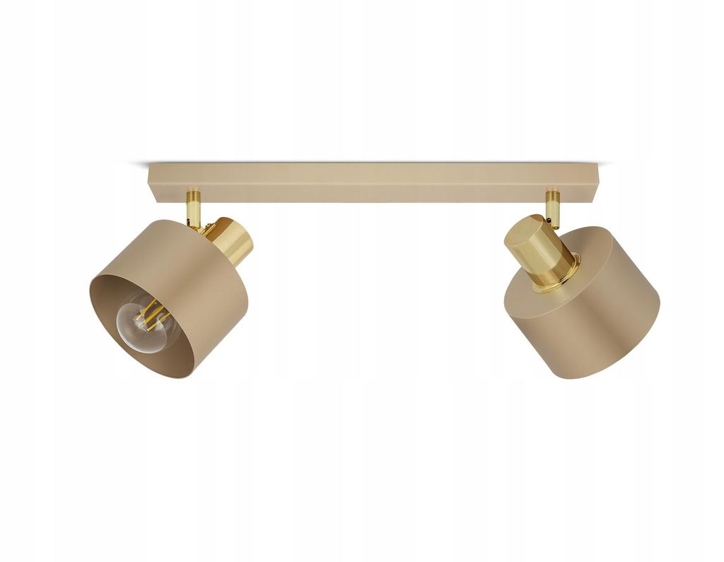 FKL DESIGN Home Deco Deckenlampe Deckenleuchte Ecru-Gold 2-flammig E27 Metall Lampeschirme Lampe aus Serie N485 (BG2)
