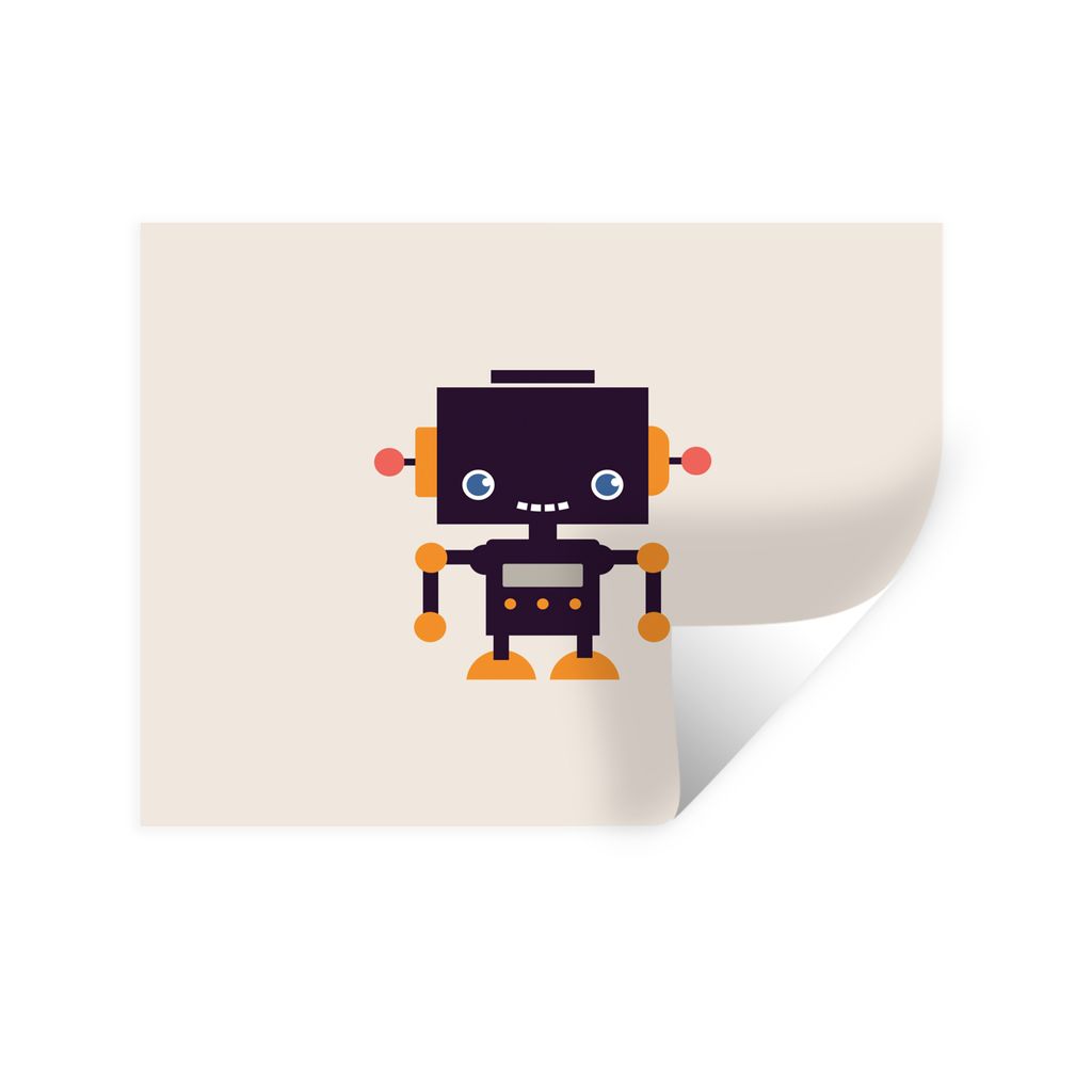MuchoWow Wandtattoo Wandsticker Wandaufkleber Roboter - Antenne - Orange - Beige - Kind - Kinder 160x120 cm Selbstklebend und Repositionierbar - ...