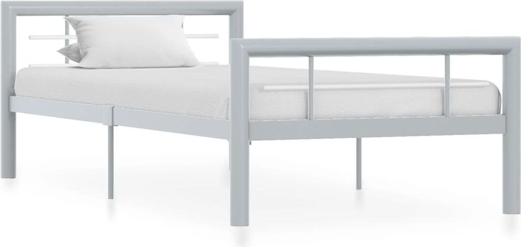 Maison Exclusive - Bettgestell Grau und Weiß Metall 100 × 200 cm