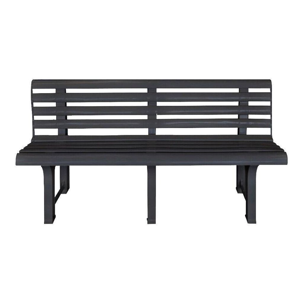 Bank 3 Sitzer aus Kunststoff, anthrazit, 148 cm breit, stabile Gartenbank, Parkbank