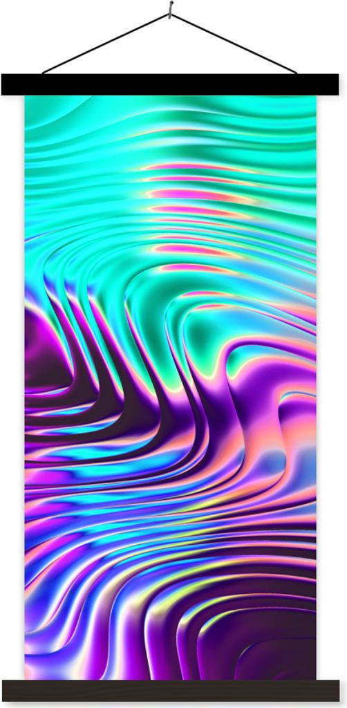 MuchoWow Textilposter Kunst - Golf - Psychedelisch 60x120 cm mit schwarzem Rahmen - Magnete