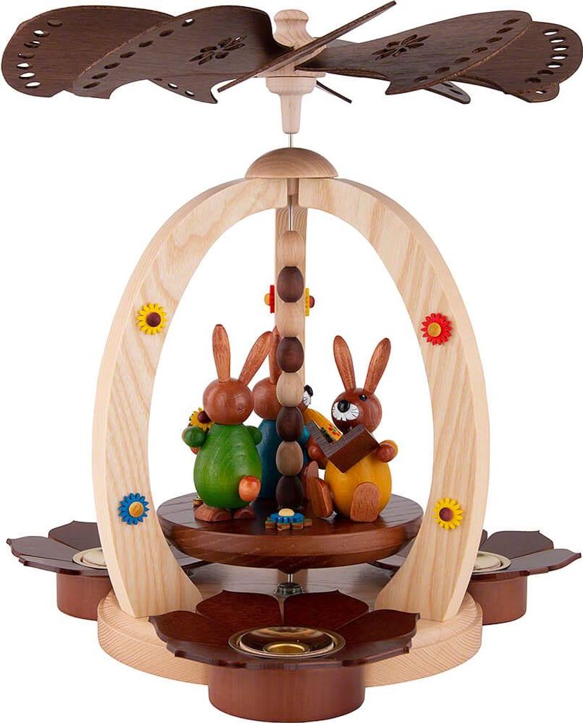 1-stöckige Osterpyramide mit drei Hasen (30cm) von HoDreWa Legler