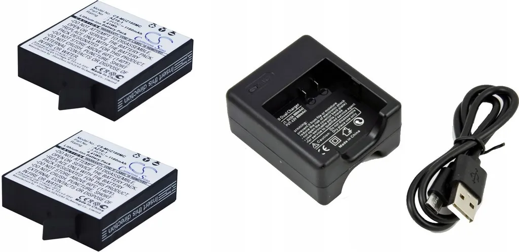 Set 2 Batteries et Chargeur pour Caméra Xiaomi YI 2 4K - Pack Énergie