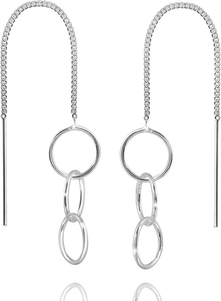 MATERIA 925 Silber Ohrringe Durchzieher - Damen Ohrhänger lang Ringe inkl. Schmuck Schachtel #SO-224