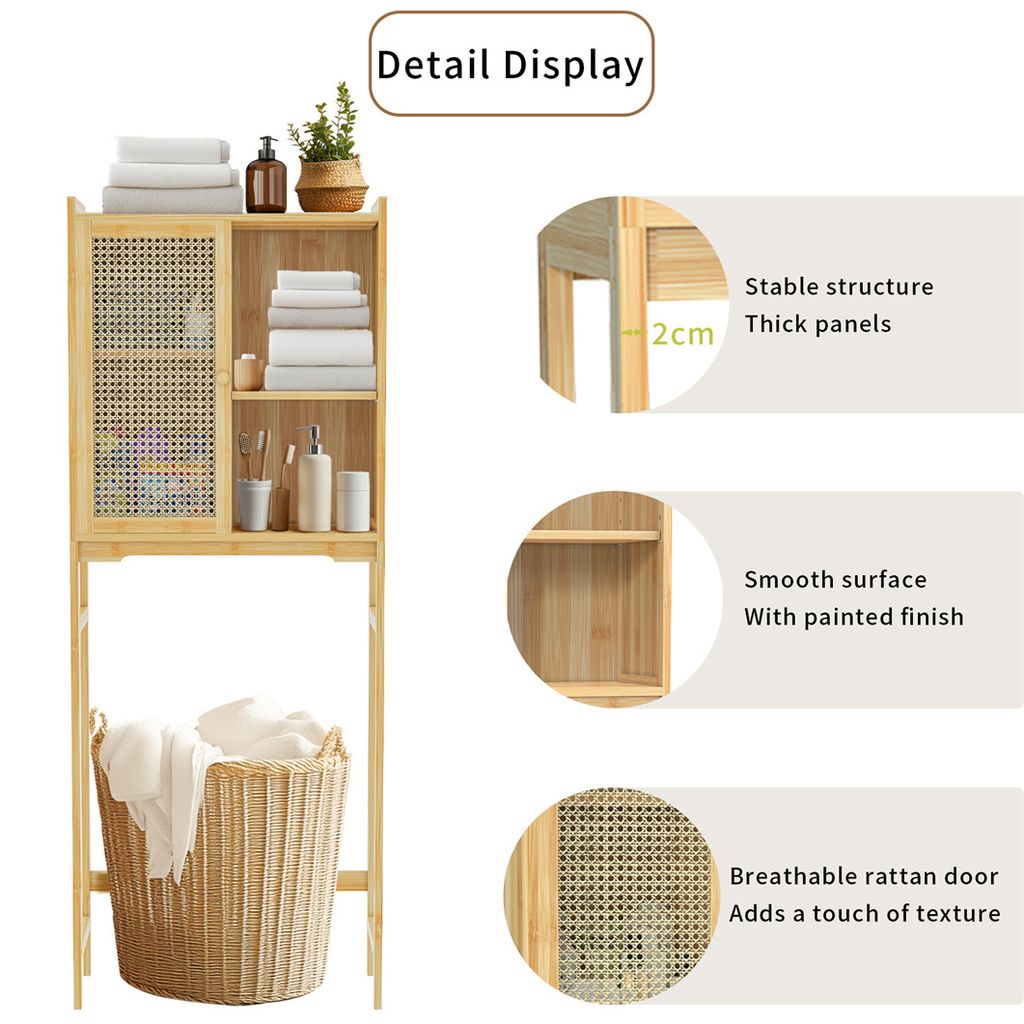 WISFOR Badregal Toilettenregal, Badezimmerregal mit Schrank Produktbild 13