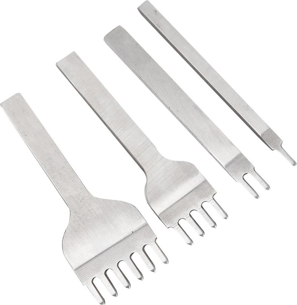 4-teiliges Lochmeißel-Set 1+2+4+6-zinkiges Lederlocher-Werkzeug DIY-Lederhandwerk-Nähmeißel-Werkzeug (5 mm)