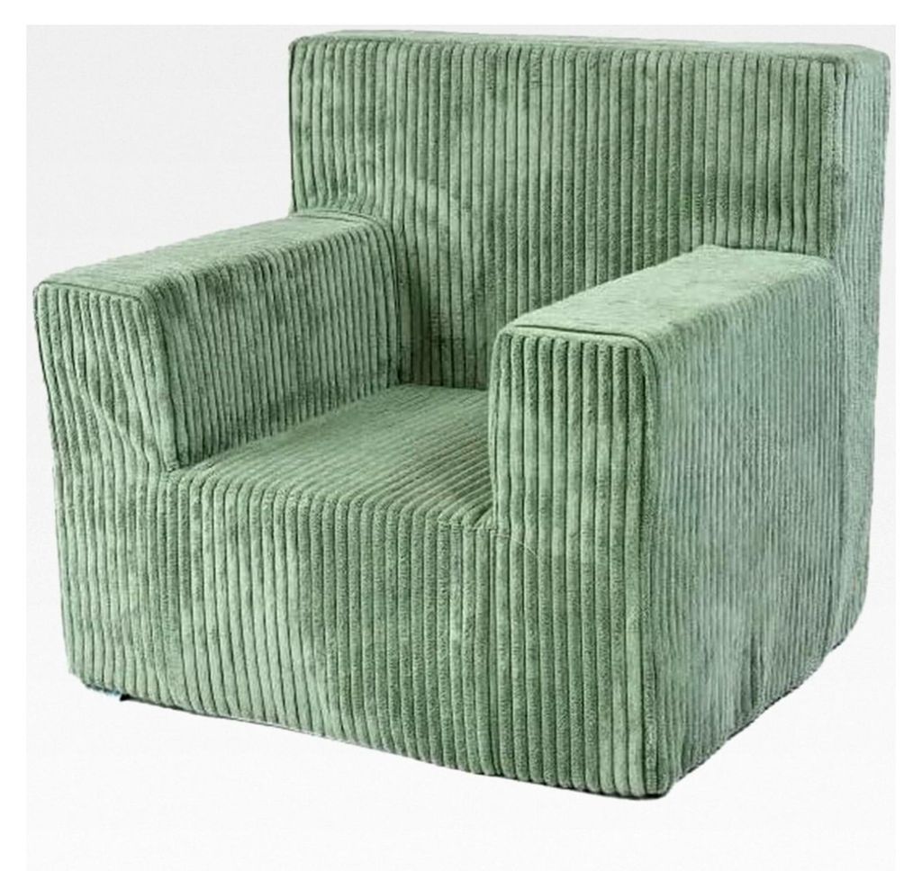 Kindersessel aus Cord (51x47x34 cm) - Spielesessel und Kindersofa weich und sicher - Schaumstoffsessel - Babysessel für das Kinderzimmer, Hellgrün