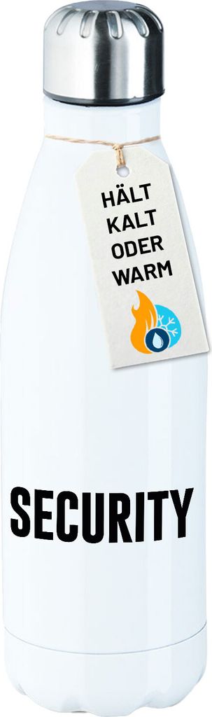 Huuraa Trinkflasche Security Schriftzug 500ml White Edelstahl Wasserflasche Trinkflasche Geschenkidee