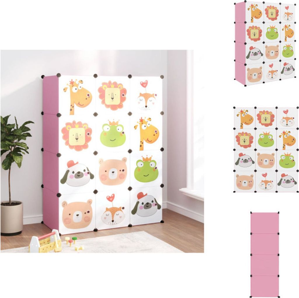 vidaXL Kinderschrank Modular mit 12 Würfeln Rosa PP - Schuhregale & -schränke