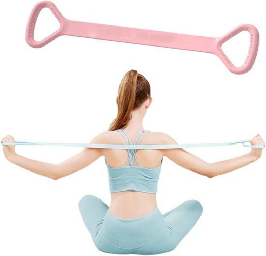 Elastisches Trainband, Schulter, Boden, Arm, Stretchband, Fuß, Bein, Handstretcher, Yoga, Pilates, Dehnfunktion, Heimfitness Übung, Rosa