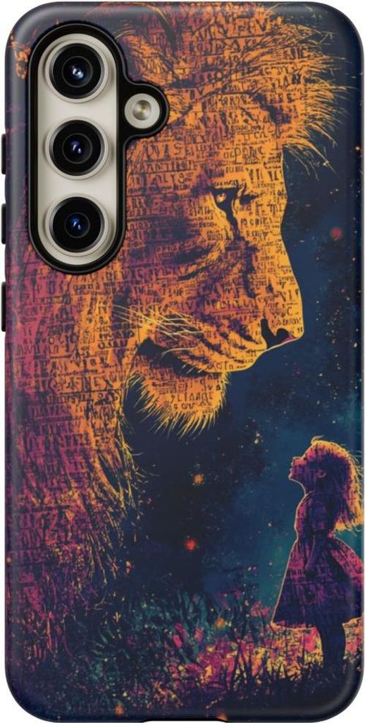 Löwe und Mädchen – Handyhülle mit mattem Design Kompatibel mit Galaxy S24