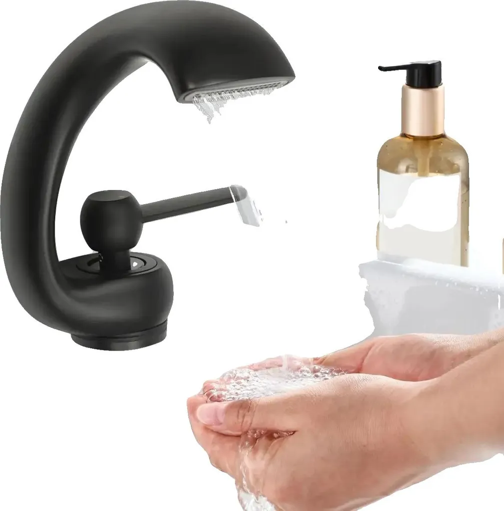 BRAVEBAR Rubinetto Bagno A Cascata Nero Opaco 4 Pollici – 2 O 3 Fori Con Due Maniglie E Scarico Pop-up, In Ottone Massiccio