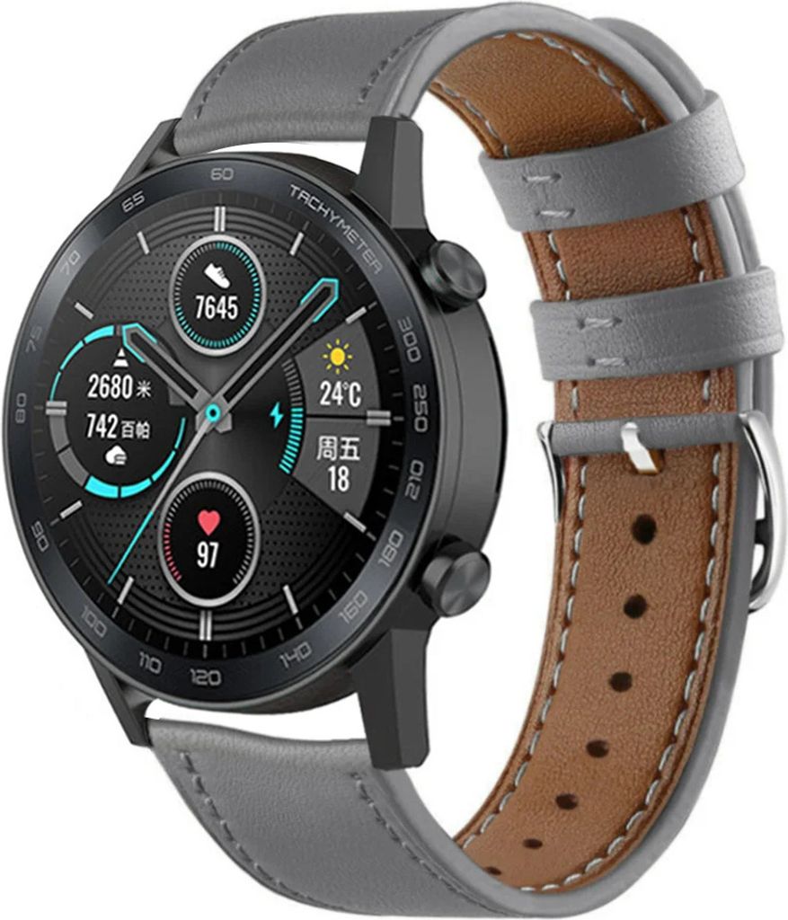 Strap-it Honor Magic Watch 2 Armband Leder (Grau)