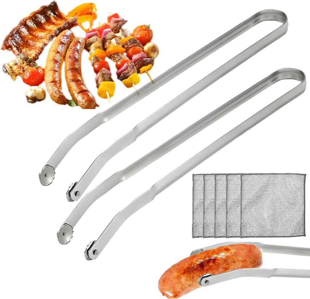 TUZHE Grillzange Mit Drehrädchen - Geniale Würstchen-Wendezange Aus Edelstahl Für Perfektes Grillvergnügen