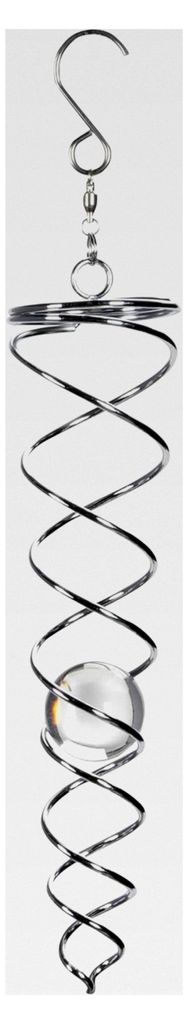 Metall Windspirale Twister Silber - 20 cm - Deko Windspiel mit Glaskugel - Sonnenfänger für Garten, Balkon und Fenster