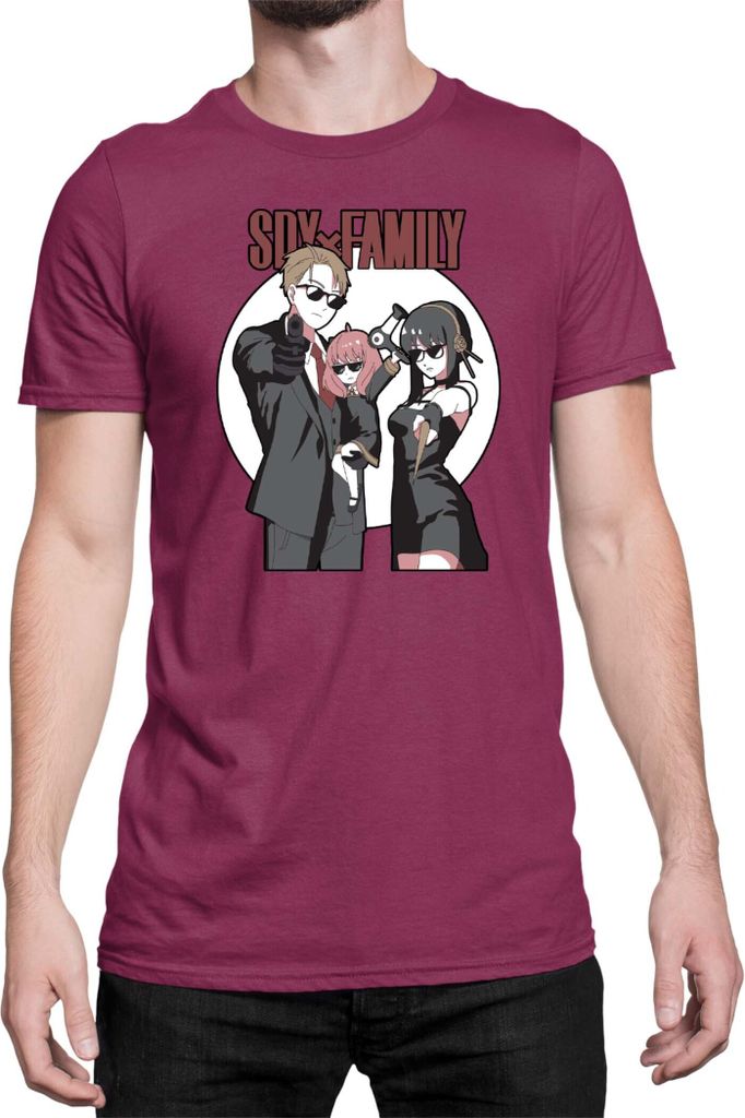 Herren T-Shirt Japan Anime Manga Family X Spy, Man L / Burgundy