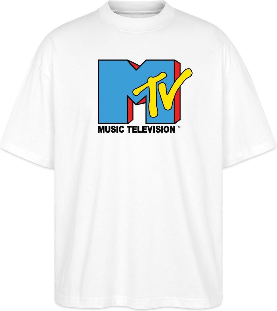 Spreadshirt MTV Music Television Klassiches Logo Oversize Uni T-Shirt, XS, Weiß