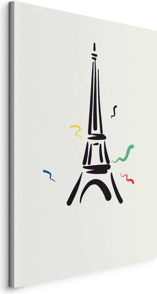 Decorazione Parete Torre Eiffel Design Astratto Crema e Nero 80x120